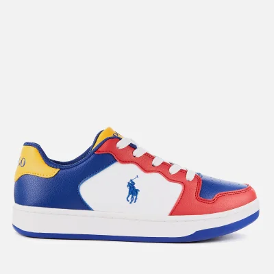 Polo Ralph Lauren Kids' Jessup Leather Trainers - Red/Royal/Yellow