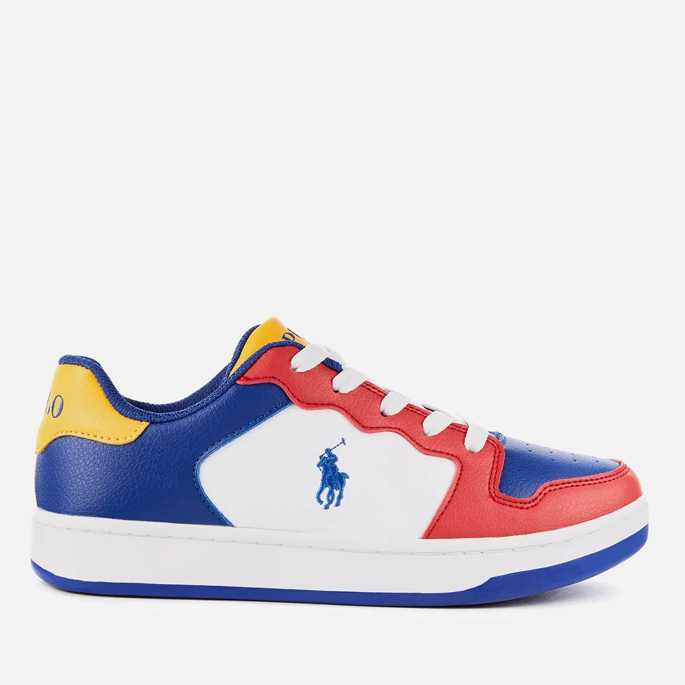 Polo Ralph Lauren Kids' Jessup Leather Trainers - Red/Royal/Yellow Image 1