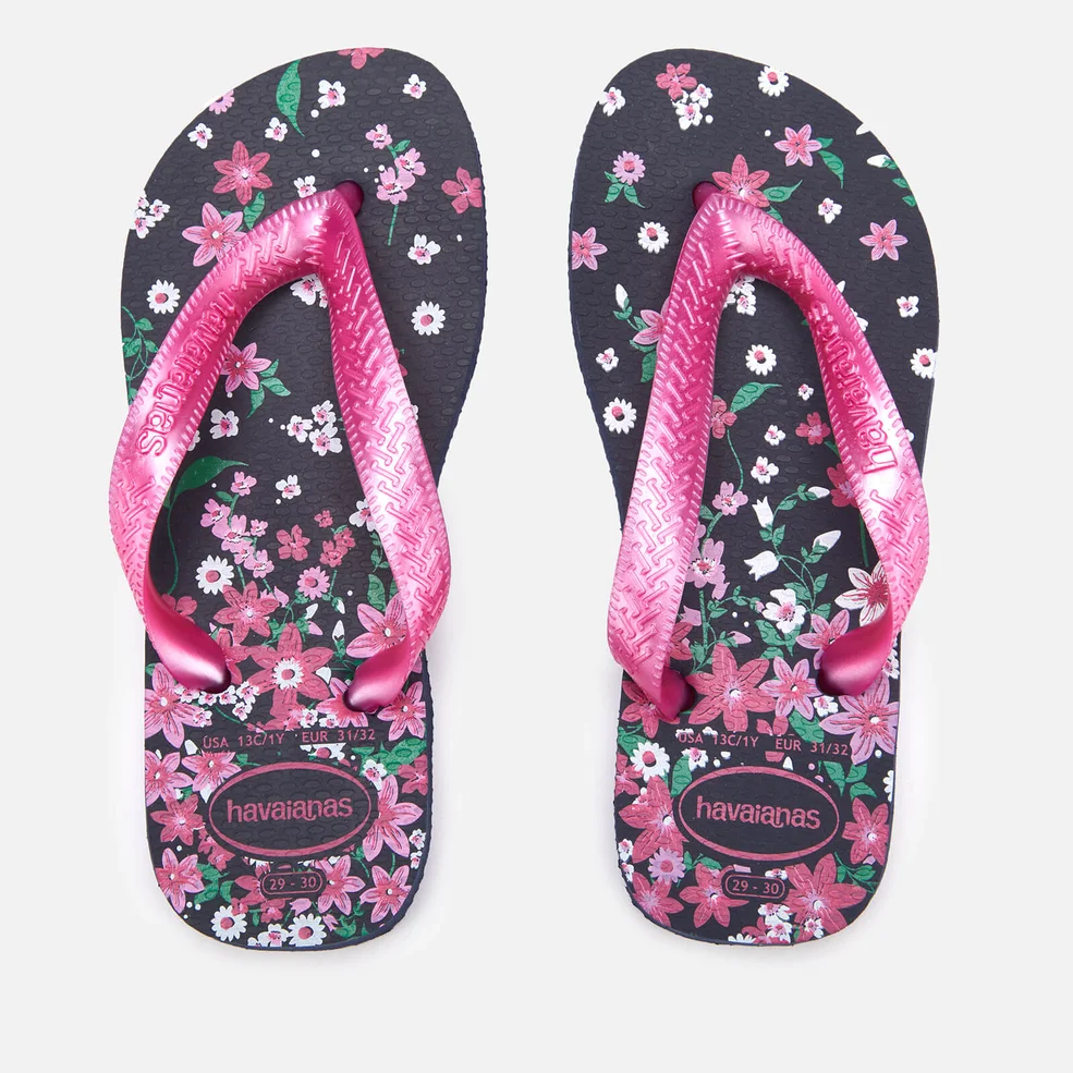 Havaianas Kid's Flores Flip Flops - Navy/Pink Image 1