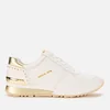 MICHAEL MICHAEL KORS Women's Allie Leather Wrap Runner Style Trainers - Optic/Pale Gold - Image 1