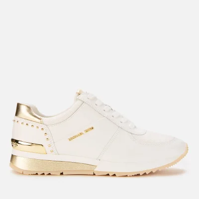 MICHAEL MICHAEL KORS Women's Allie Leather Wrap Runner Style Trainers - Optic/Pale Gold