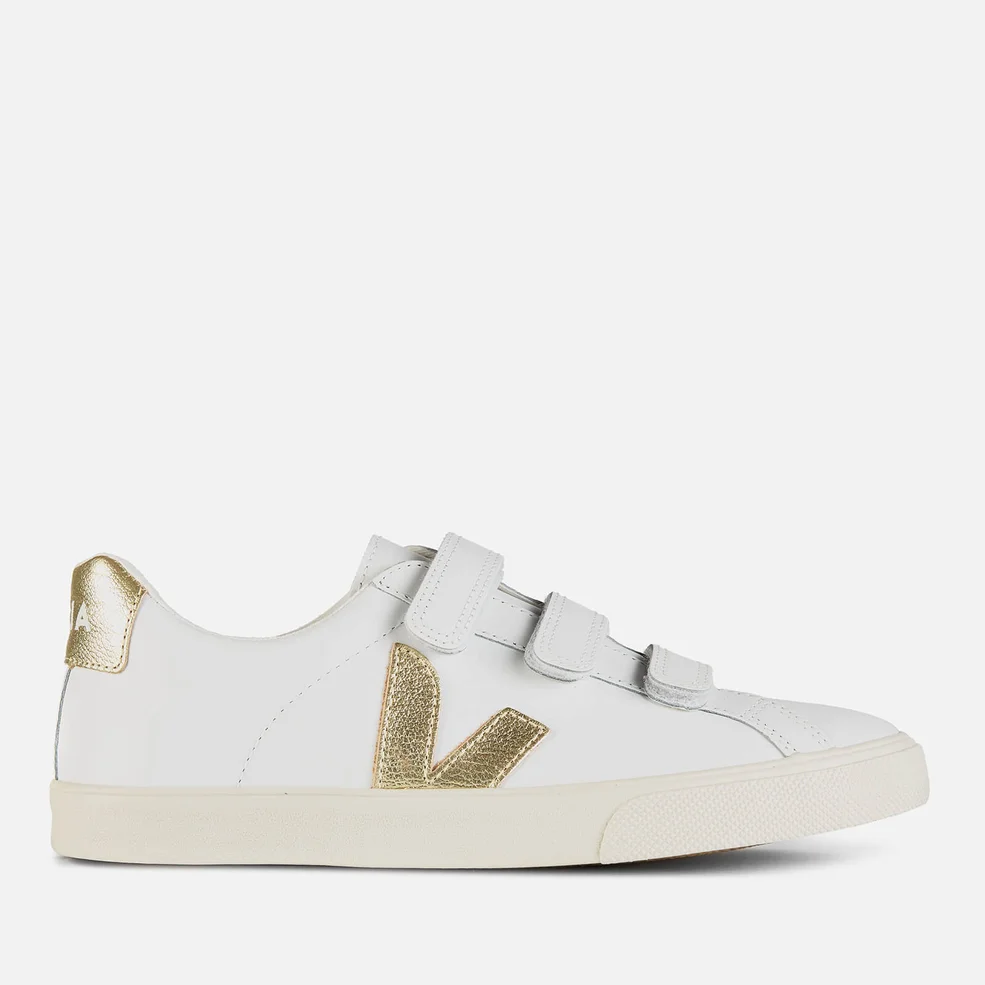 Veja Women's 3-Lock Leather Trainers - Extra White/Gold Image 1