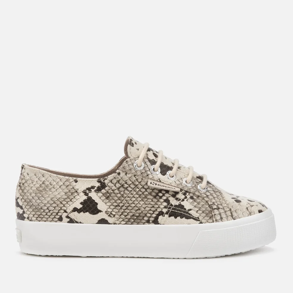 Superga Women's 2730 Synthetic Snake Trainers - Taupe Black Image 1