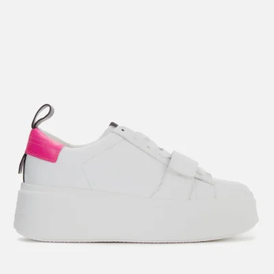 Ash Women's Miracle Leather Flatform Trainers - White/Fluo Pink