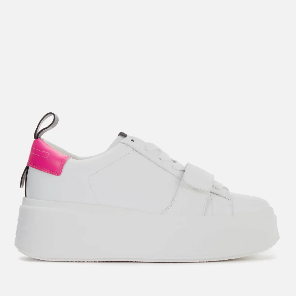 Ash Women's Miracle Leather Flatform Trainers - White/Fluo Pink Image 1