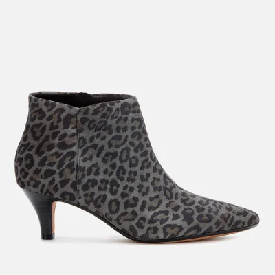 Clarks Women's Linvale Sea Suede Heeled Ankle Boots - Grey Leopard