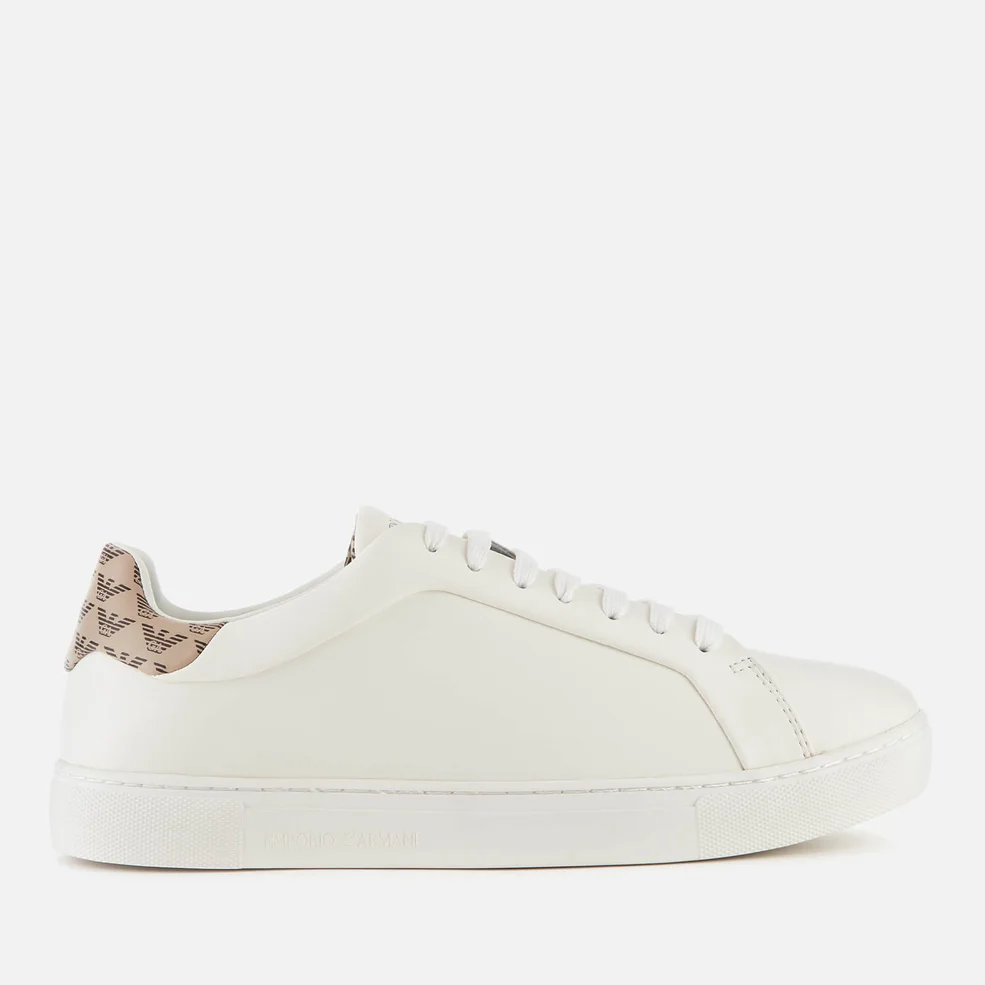 Emporio Armani Women's Project Leather Cupsole Trainers - Cream/Taupe Image 1