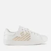 Emporio Armani Women's Marie Leather/Studs Cupsole Trainers - White/Gold - Image 1