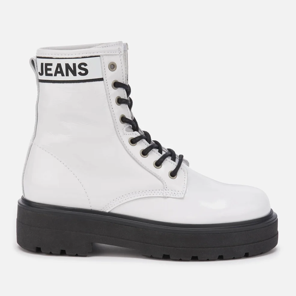 Tommy Jeans Women's Patent Leather Flatform Boots - White Image 1