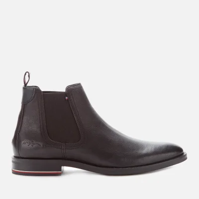 Tommy Hilfiger Men's Signature Hilfiger Leather Chelsea Boots - Black