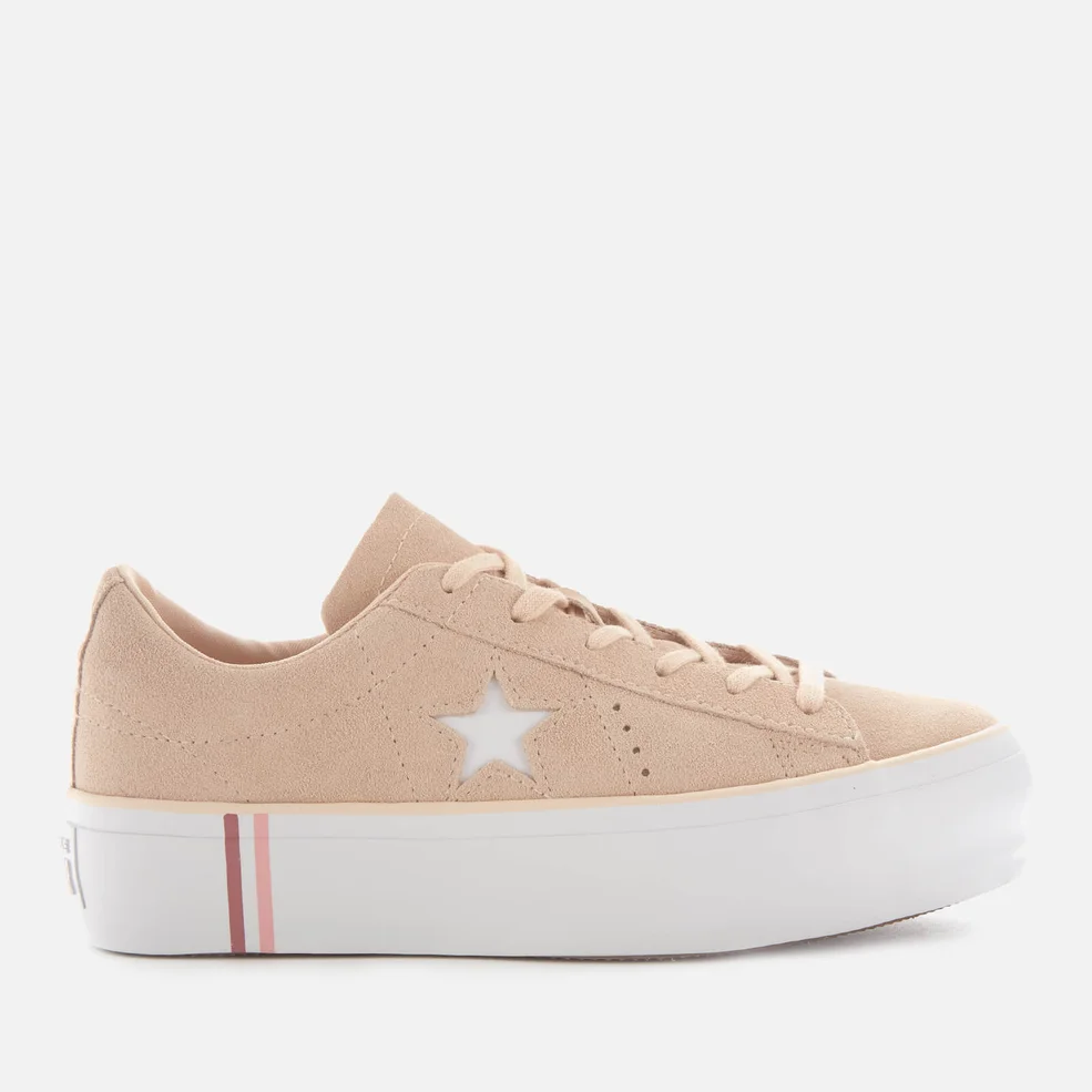 Converse Women's One Star Platform Seasonal Suede Ox Trainers - Light Bisque/White/White Image 1