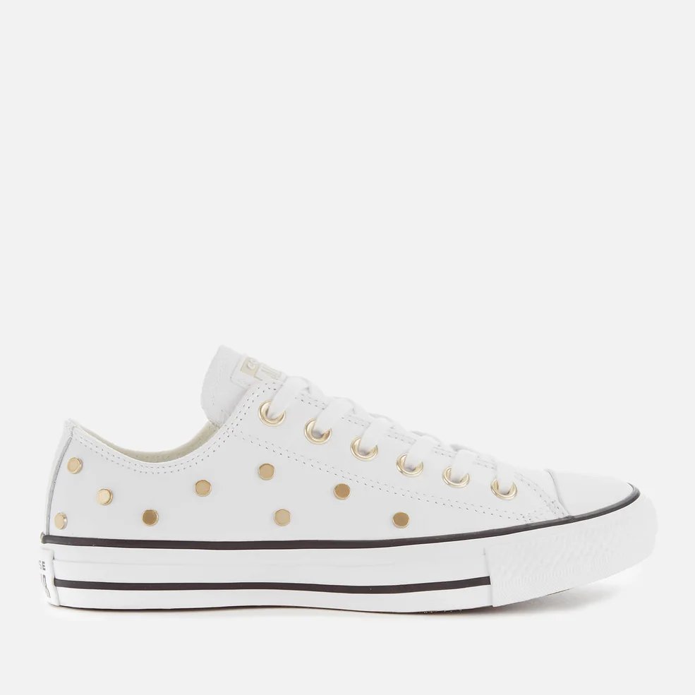 Converse Women's Chuck Taylor All Star Studded Ox Trainers - White/Light Gold/Black Image 1