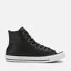 Converse Men's Chuck Taylor All Star Leather Hi-Top Trainers - Black/White/Black - Image 1