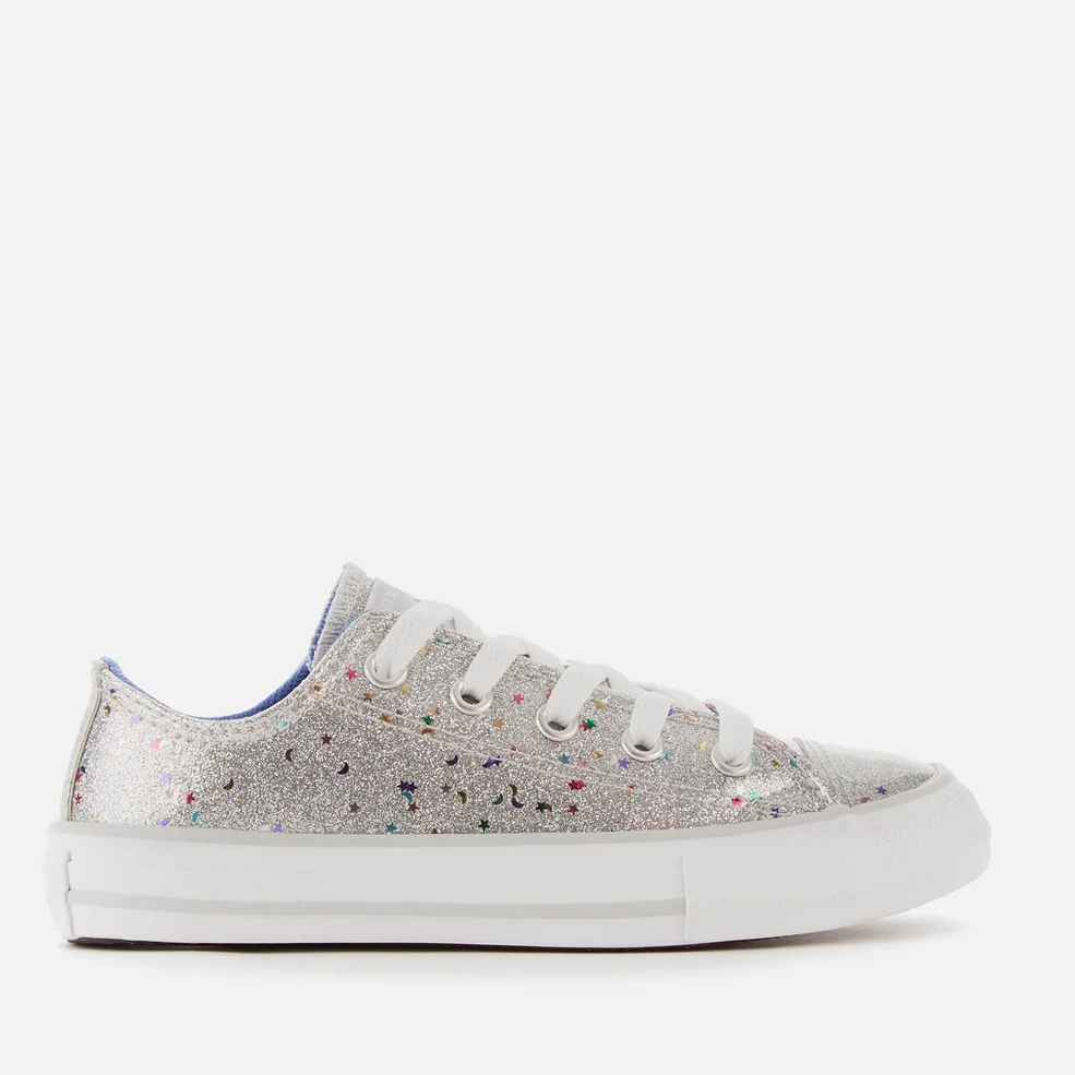 Converse Kids' Chuck Taylor All Star Galaxy Glimmer Ox Trainers - Silver/Ozone Blue/White Image 1