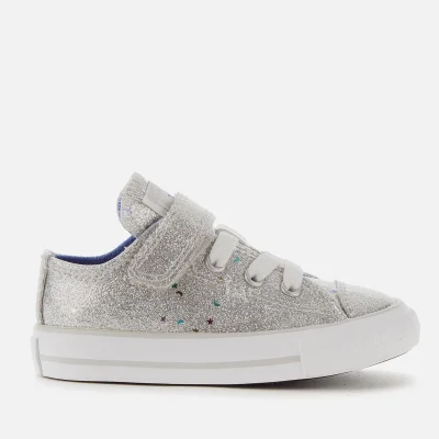 Converse Toddlers' Chuck Taylor All Star 1V Galaxy Glimmer Ox Trainers - Silver/Ozone Blue/White