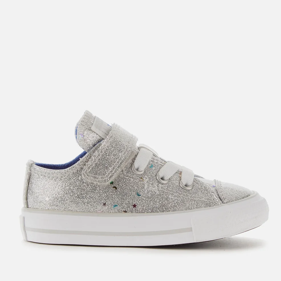 Converse Toddlers' Chuck Taylor All Star 1V Galaxy Glimmer Ox Trainers - Silver/Ozone Blue/White Image 1
