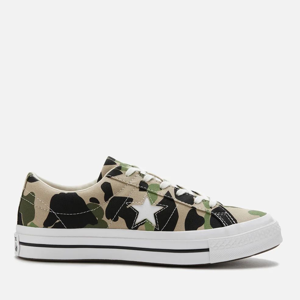 Converse Men's Archive Print One Star Ox Trainers - Candied Ginger/Piquant Green Image 1
