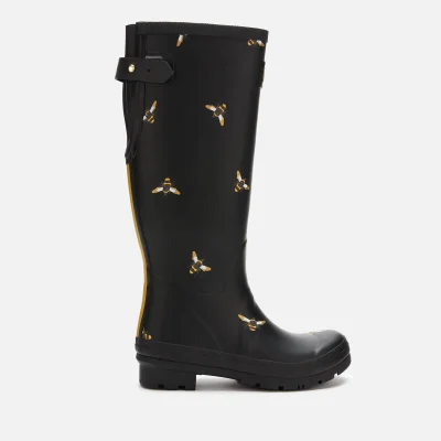 Joules Women's Welly Print Back Adjustable Tall Wellies - Black Metallic Bees