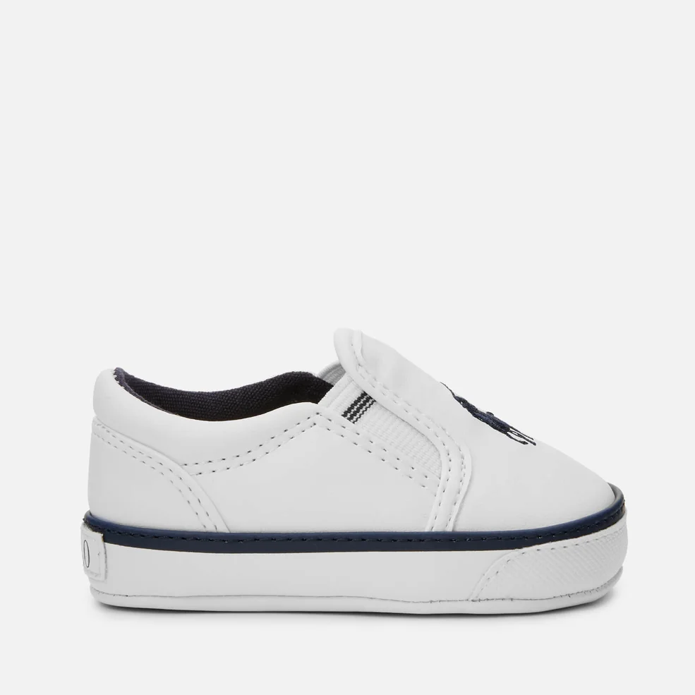 Polo Ralph Lauren Babies' Bal Harbour II Polo Player Slip On Trainers - White/Navy Image 1