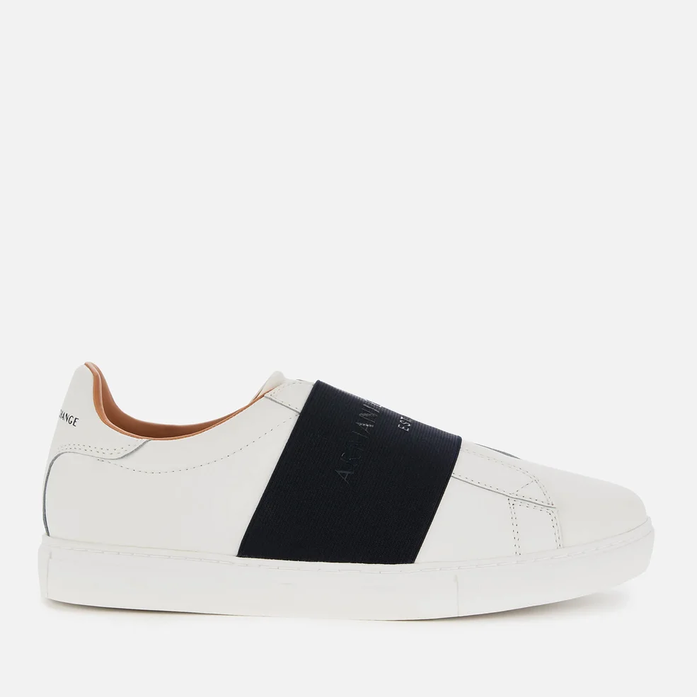 Armani Exchange Men's Leather Slip-On Low Top Trainers - Optical White/Navy Image 1