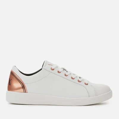 Armani Exchange Women's Leather Low Top Trainers - White/Rose Gold