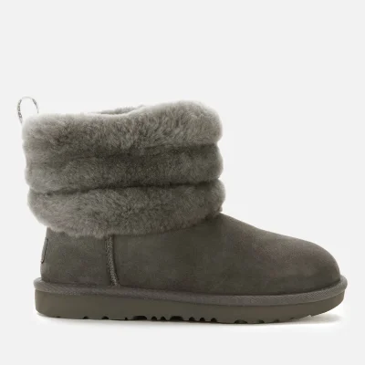 UGG Kids' Fluff Mini Quilted Logo Tab Boots - Charcoal