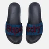 Superdry Men's Classic Embroidered Pool Slide Sandals - Navy Grit - Image 1