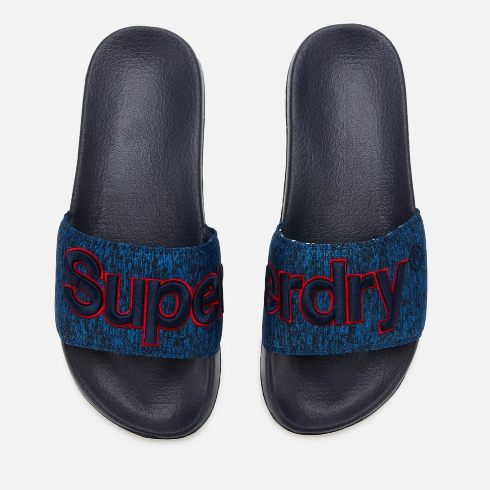Superdry Men's Classic Embroidered Pool Slide Sandals - Navy Grit Image 1