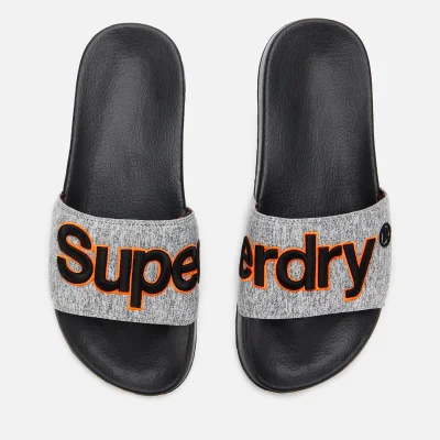 Superdry Men's Classic Embroidered Pool Slide Sandals - Grey Grit