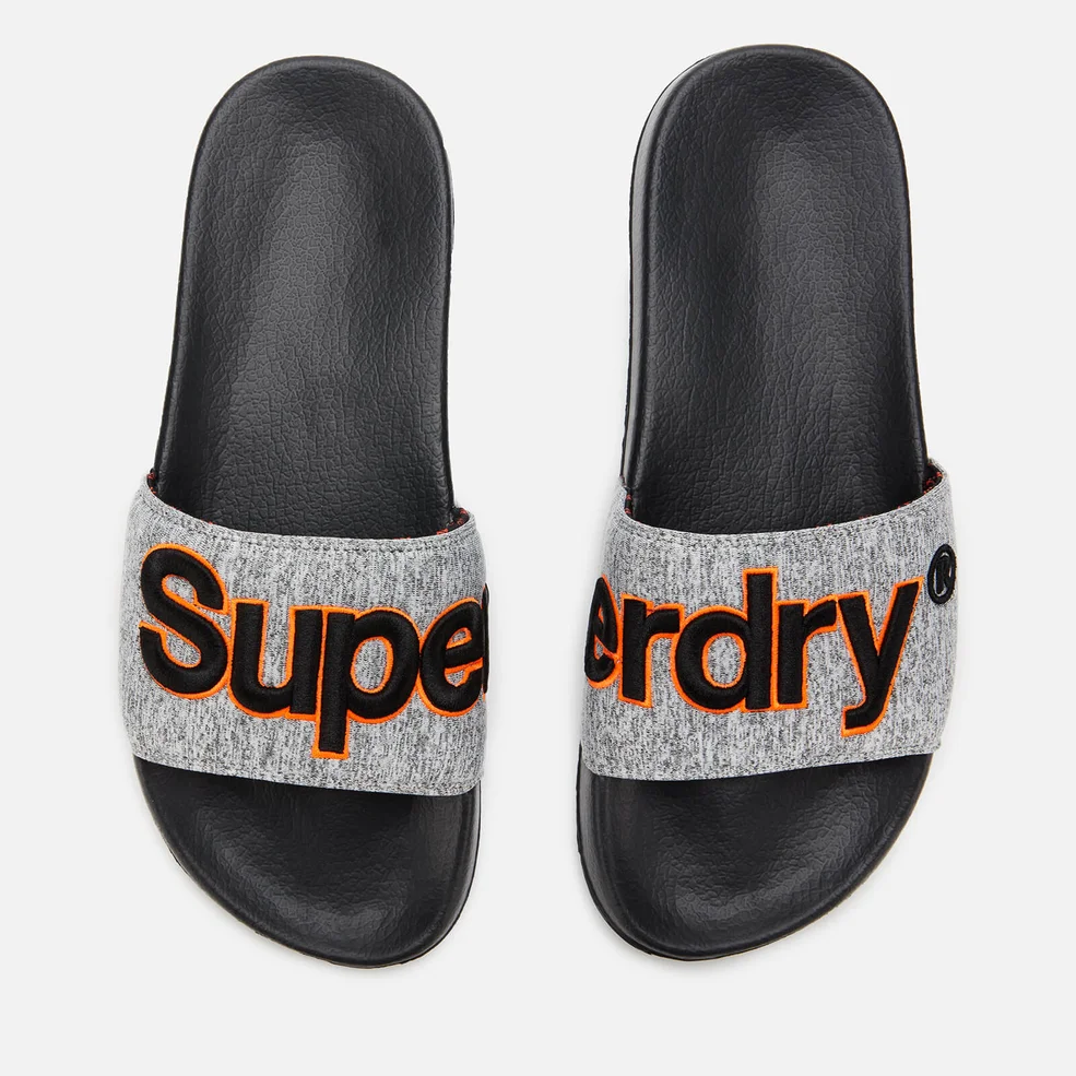Superdry Men's Classic Embroidered Pool Slide Sandals - Grey Grit Image 1