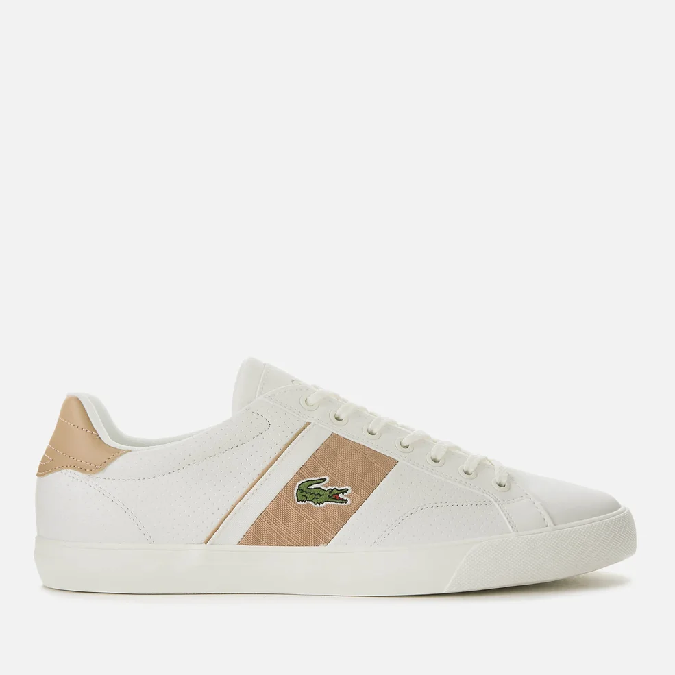 Lacoste Men's Fairlead Leather and Canvas Trainers - Off White/Light Tan Image 1