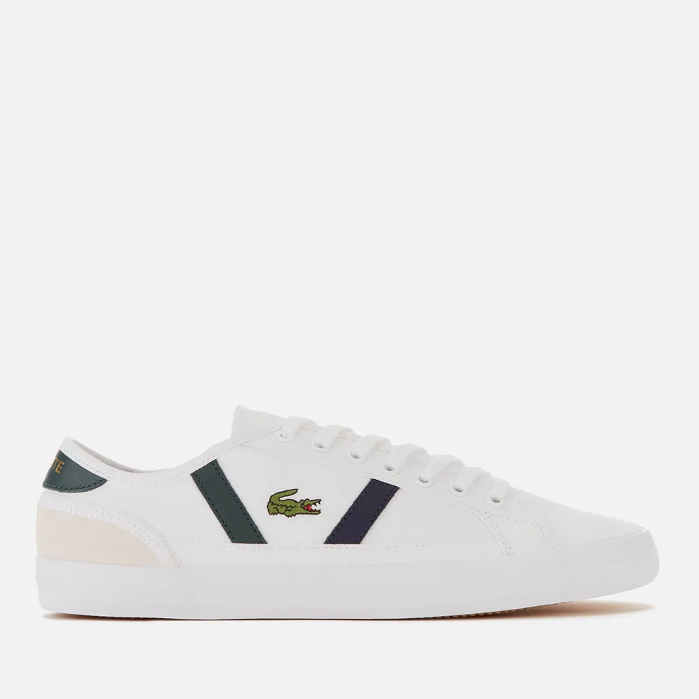 Lacoste Men's Sideline Canvas and Leather Trainers - White/Dark Green Image 1