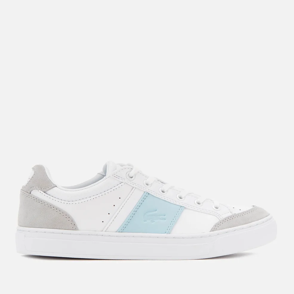 Lacoste Women's Courtline 319 1 Leather Trainers - White/Light Blue Image 1