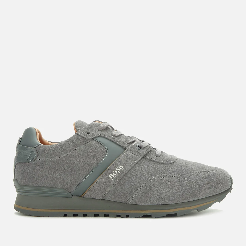 BOSS Hugo Boss Men's Parkour Runn Suede Running Style Trainers - Grey Image 1