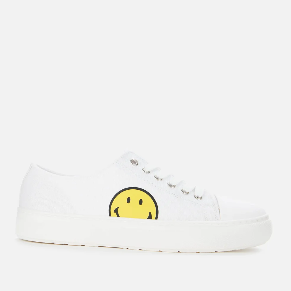Joshua Sanders Women's Smiley Canvas Low Top Trainers - White Image 1