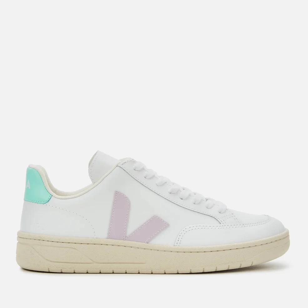 Veja Women's V-12 Leather Trainers - Extra White/Parme/Turqoise Image 1