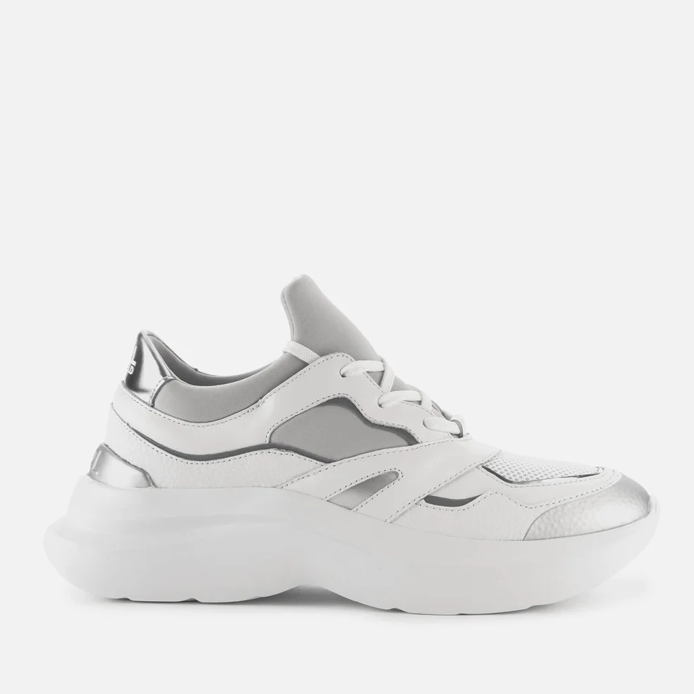 Karl Lagerfeld Women's Skyline Delta Leather/Textile Running Style Trainers - White/Silver Image 1