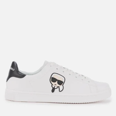 KARL LAGERFELD Men's Kourt Karl Ikonic 3D Lace Leather Cupsole Trainers - White/Black