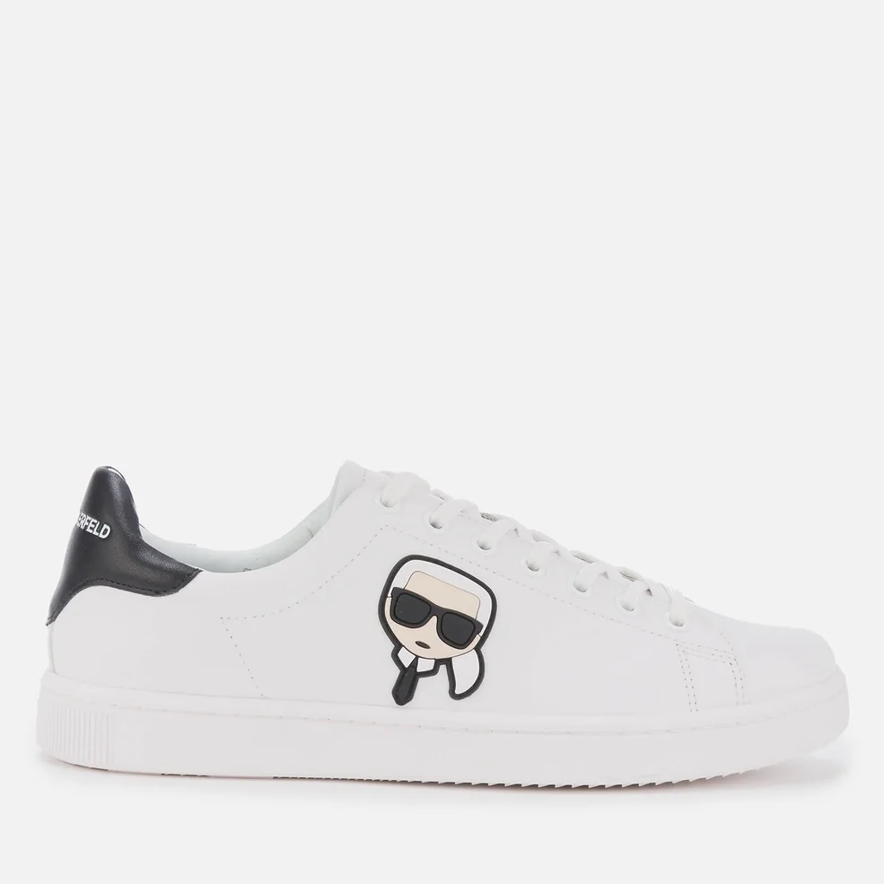 KARL LAGERFELD Men's Kourt Karl Ikonic 3D Lace Leather Cupsole Trainers - White/Black Image 1