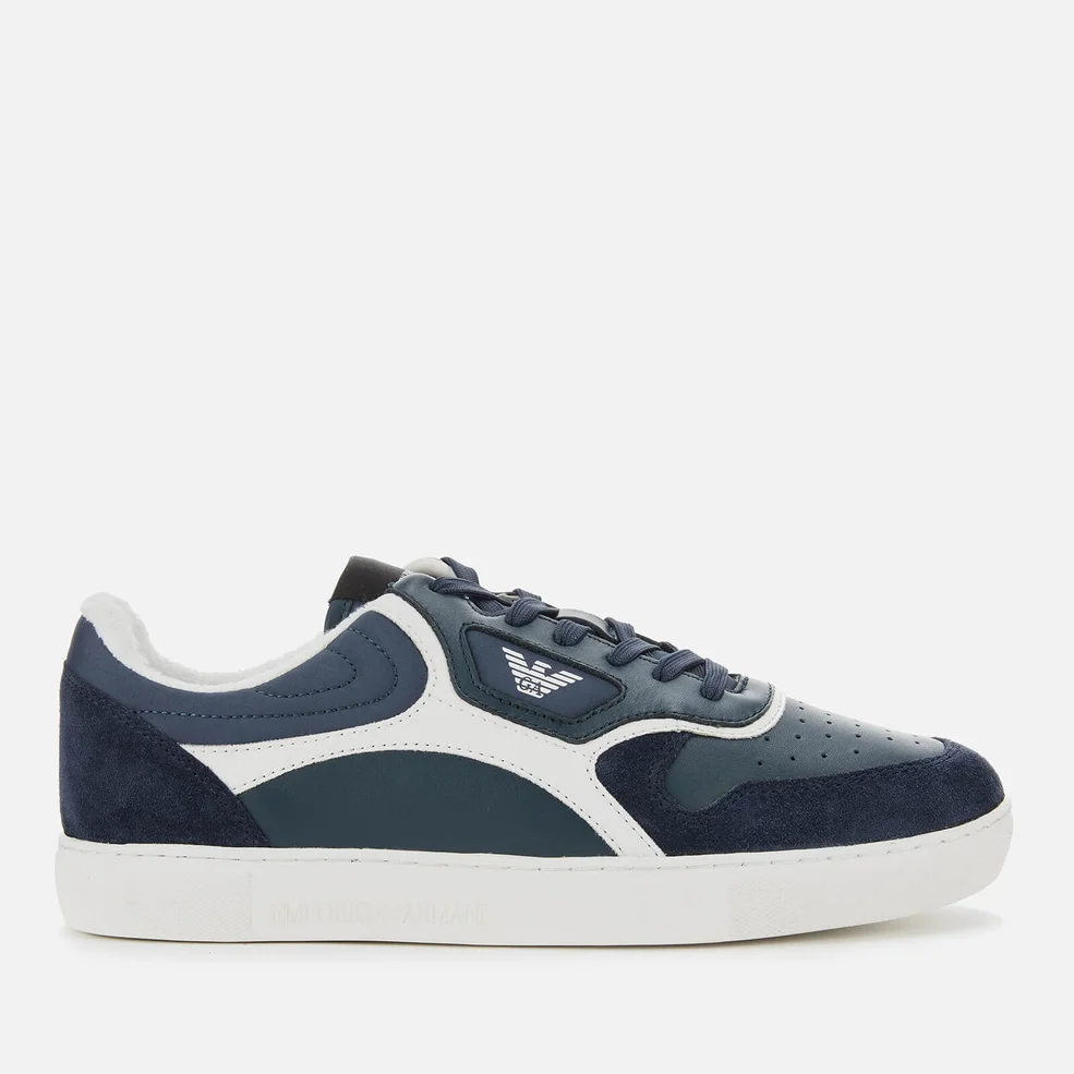 Emporio Armani Men's Suede/Leather Low Top Trainers - Blue/Midnight Image 1