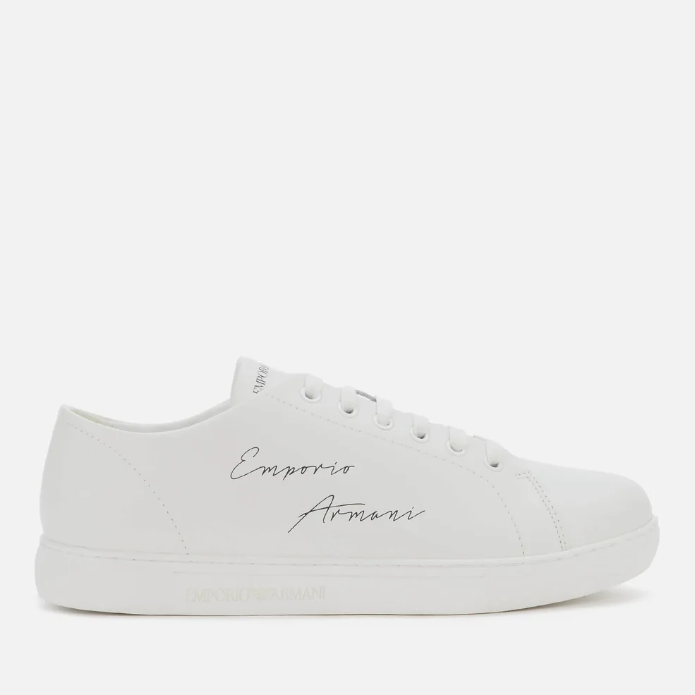 Emporio Armani Men's Leather Low Top Trainers - Optical White Image 1