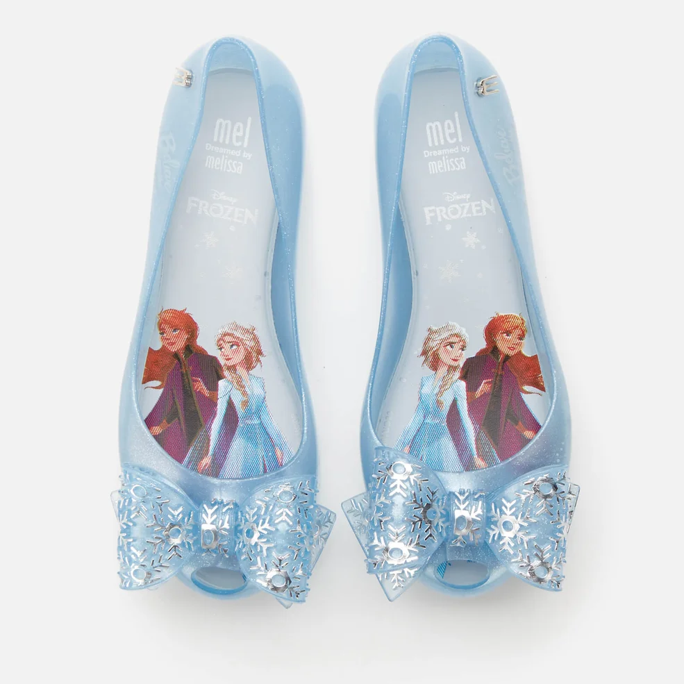 Mini Melissa Kids' Disney Frozen Ultragirl Ballet Flats - Sky Glitter Frost Bow Image 1