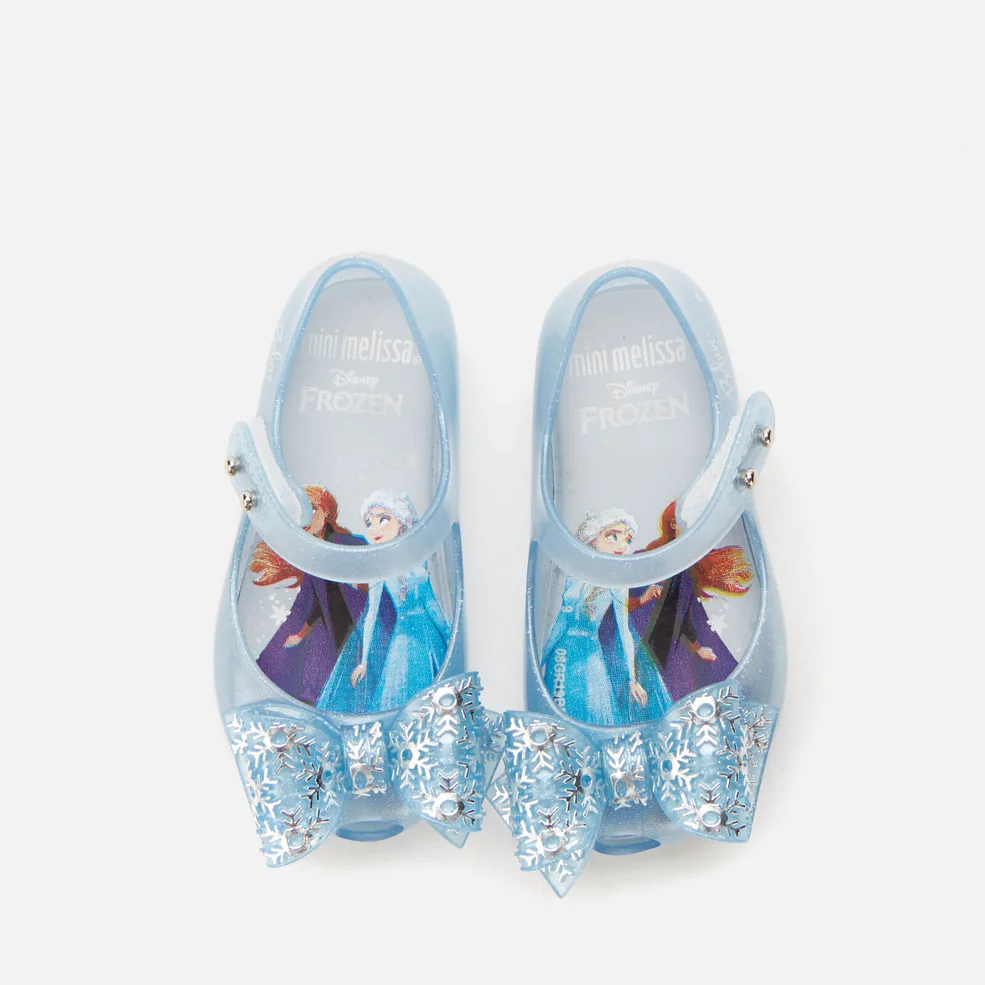 Mini Melissa Toddlers' Disney Frozen Ultragirl Flats - Sky Glitter Frost Bow Image 1