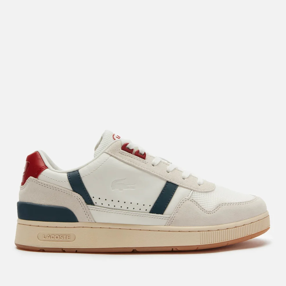 Lacoste Men's T-Clip 120 Leather/Suede Chunky Trainers - White/Navy/Red Image 1