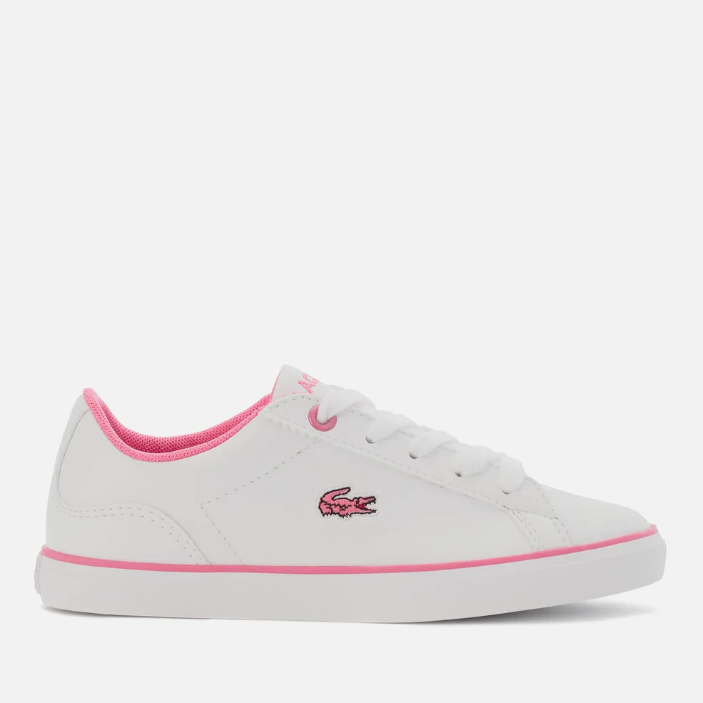 Lacoste Kids' Lerond Low Top Trainers - White/Pink Image 1