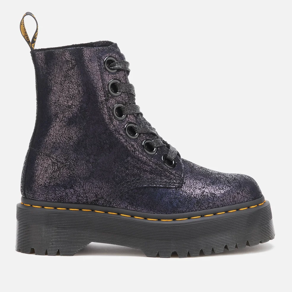 Dr. Martens Women's Molly Iridescent Crackle 8-Eye Boots - Black Image 1