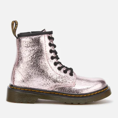 Dr. Martens Kids' 1460 J Crinkle Metallic Lace Up Boots - Pink Salt