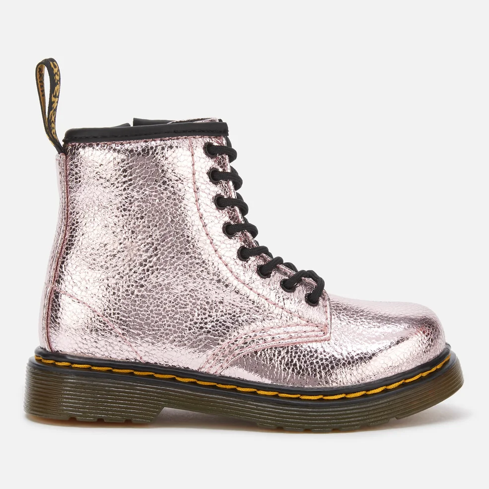 Dr. Martens Toddlers' 1460 T Crinkle Metallic Lace Up Boots - Pink Salt Image 1