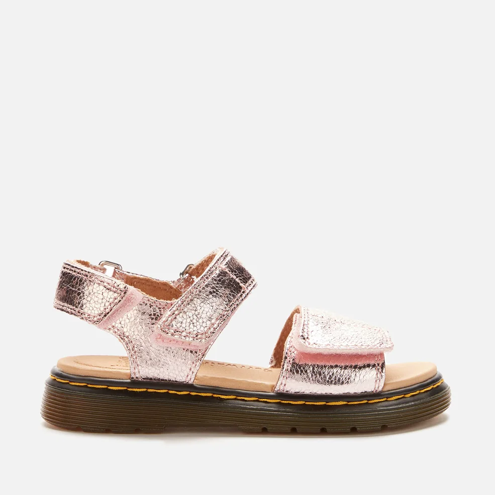 Dr. Martens Kids' Romi Crinkle Metallic Sandals - Pink Salt Image 1