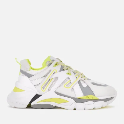 Ash Women's Flash Running Style Trainers - White/Silver/Fluo Yellow